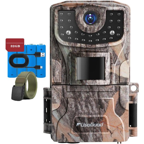 Usogood Wildkamera 2K 36MP Wildkamera Ohne WLAN, Wildtierkamera 850nm IR LEDs (Außenbereich, für die Tierbeobachtung Heim Sicherheit, mit Bewegungsmelder Nachts