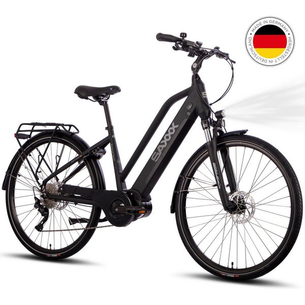 SAXXX E-Bike Trekkingrad 28 Zoll Pedelec mit 90 Nm Antrieb, 10 Gang SHIMANO Deore Schaltwerk, Kettenschaltung, Mittelmotor, 522 Wh, (mit abnehmbarem Akku mit Sc