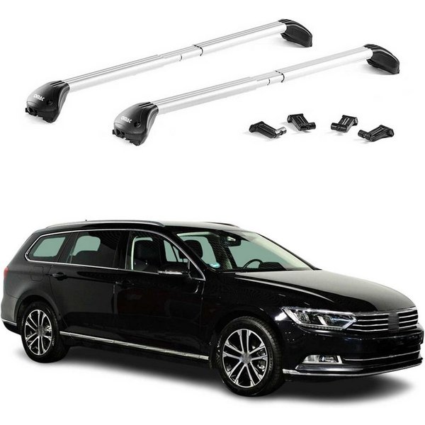 OMAC Dachträger für VW Passat Wagon B8 2015-2025 Alu Silber 2 tlg ABE (2-St), Wasserbeständig,Abnehmbar,Multifunktional,Leichtgewichtig