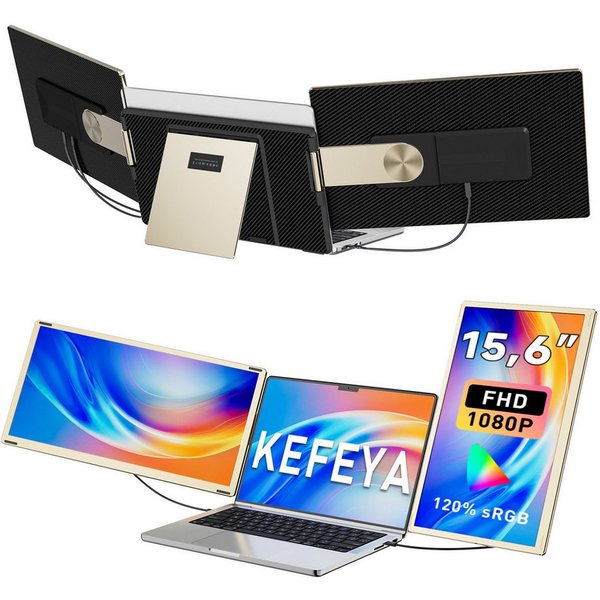 KEFEYA Dual-Screen-Laptop-Bildschirm-Extender Laptop-Bildschirmerweiterung Portabler Monitor (16 cm/15,6 ", 1920x1080 px, Full HD, 60 Hz, HDR, Als Einzelbildsch