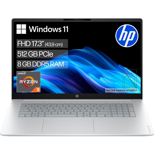 HP OmniBook 3 17-dp0031ngx Notebook (43,9 cm/17,3 Zoll, AMD Ryzen 3 7320U, 8 GB, 512 GB SSD)
