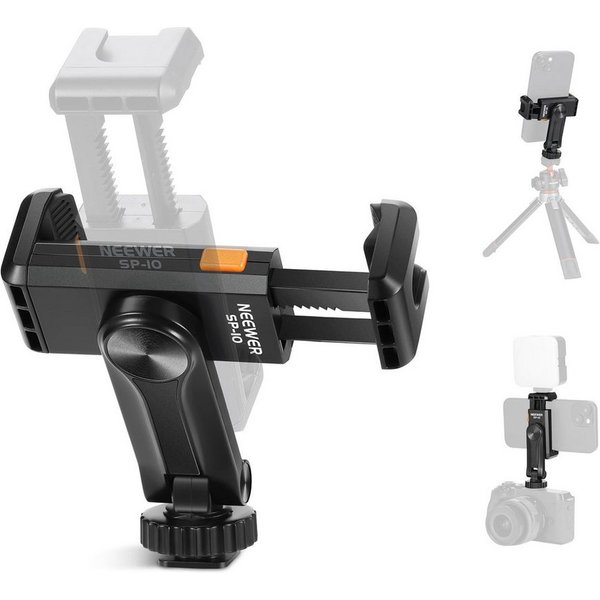 Neewer Handy-Halterung SP-10 Handyhalterung mit 1/4" Gewinde & Kaltblitzschuh, (bis 3.54 Zoll, Packung, Einstellbar, Stabil)