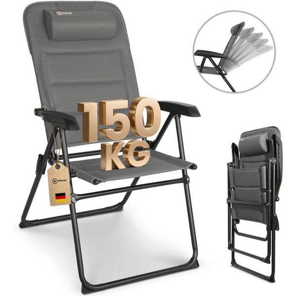 HOMECALL Campingstuhl Gartenstuhl Anglerstuhl Faltsessel Klappstuhl für Wohnwagen Outdoors (Textilene gepolstert mit Quick-Dry-Schaum, 1 St), 5 fach Verstellbar
