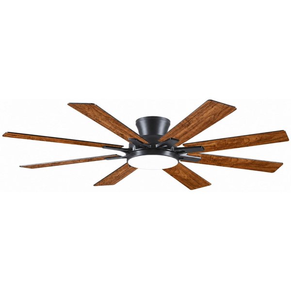 Surtime Deckenventilator mit LED-Licht und leiser Motor, 8 Flügel, 6 Geschwindigkeitsstufen, Ø 132 cm, 48 W, IP44, Sommer-/Winterbetrieb, mit Fernbedienung