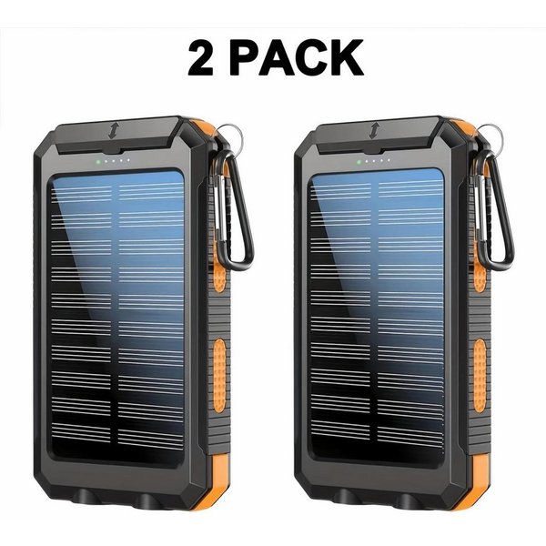 AIBISTAR 2 ser Set Solar Powerbank 20000mAh, LED, wasserdicht, Outdoor Solar Powerbank Solar Powerbank 20000 mAh (2 St), 2*20000 mAh,2 USB-Ausgänge,für Outdoor-