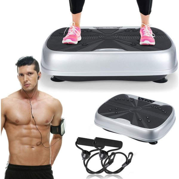 kehot Vibrationsplatte Vibrationsplatte mit Doppelmotoren, Fernbedienung & Trainingsbänder, 200 W, 99 Intensitätsstufen, (für Abnehmen, Ganzkörpertraining, Musk