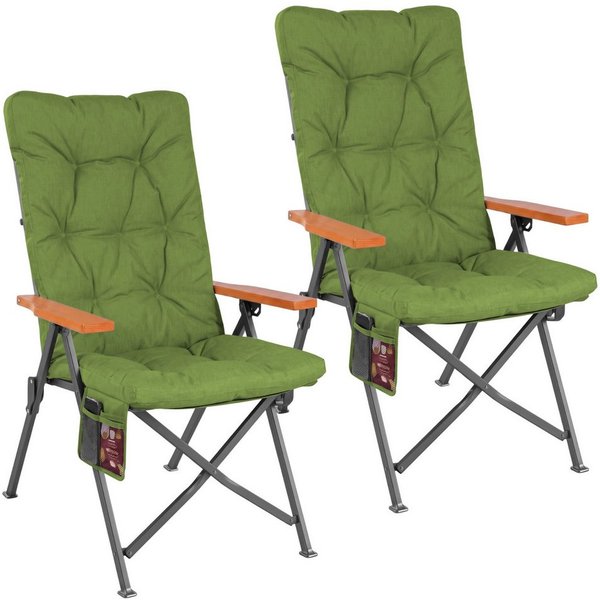 HOMECALL Campingstuhl Faltbar Hochlehner Luxus Klappstuhl mit 4,5cm Dicke Gepolstert (150kg Belastbar mit 4 Positionen Verstellbar Angelstuhl, 2 St), für Garten