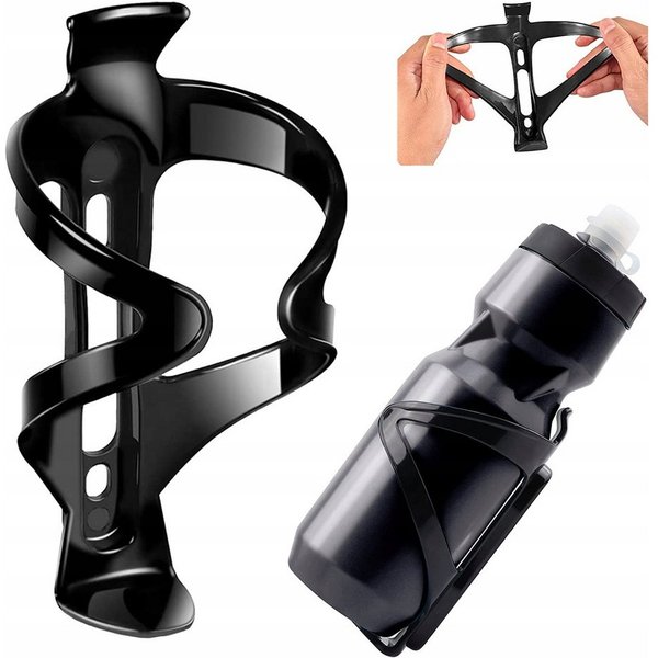 VERK GROUP Fahrrad-Flaschenhalter 2er Fahrrad Flaschenhalter Dehnbar Schwarz Universal Getränkehalter, (Packung, 2-St., Set), Dehnbare Konstruktion, 2er-Set