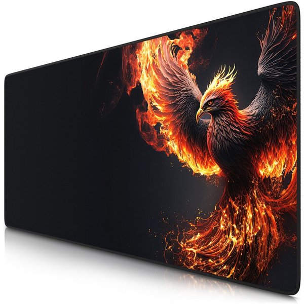 Titanwolf Gaming Mauspad XXL Speed Mousepad 900 x 400 x 3 mm, Schreibtischauflage, abwaschbar (1-St), rutschfeste Rückseite, Geschwindigkeit & Präzision, Phoeni