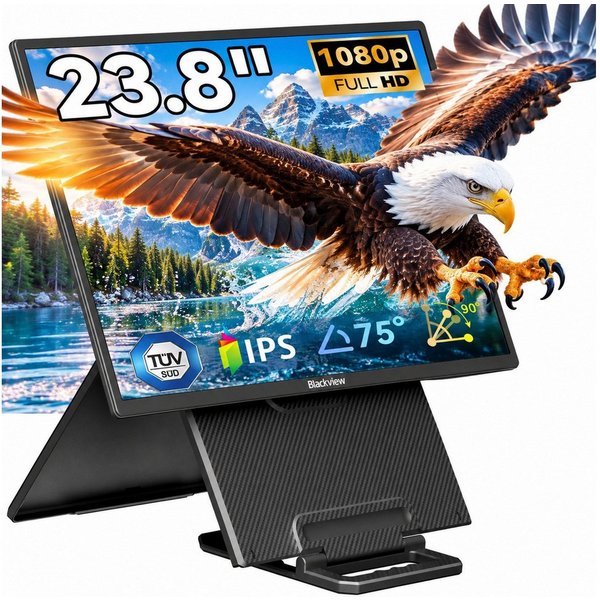 blackview 23,8'' FHD Laptop Bildschirm Erweiterung, LCD, IPS, 1920×1080 Portabler Monitor (60,5 cm/23,8 ", 1920x1080 px, Full HD, IPS, Gaming Monitor, Kompatibe