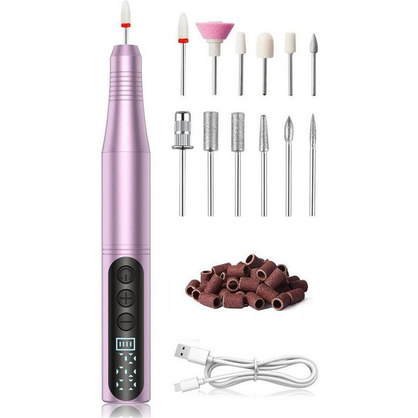 inschimmer Maniküre-Pediküre-Set Elektrische Nagelfräser mit LCD-Display 12 in 1 Kabellose Nagelfeile