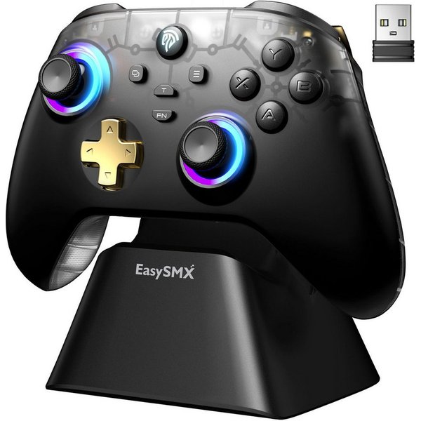 ANYSUN PC Controller mit Ladestation, Controller PC Wireless Gaming-Controller (mit Hall Joystick & Hall Trigge, Bluetooth PC Controller für PC/Switch/Handy)