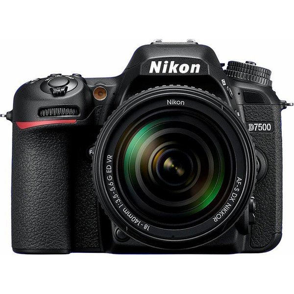 Nikon D7500 KIT AF-S DX Spiegelreflexkamera (AF-S DX 18-140 mm 1:3.5-5.6G ED VR, 20,9 MP, WLAN (Wi-Fi), Gesichtserkennung)