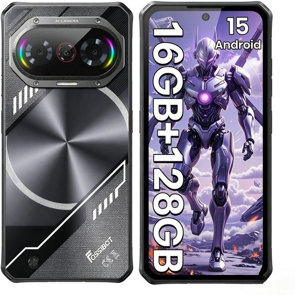 Fossibot F114 Outdoor Handy 4G 6,67 Zoll HD 5000mAh 4GB+128GB NFC Smartphone (6.67 Zoll, 128 GB Speicherplatz, 50 MP Kamera, Android 15, IP68/IP69K, BT5.0, Robu