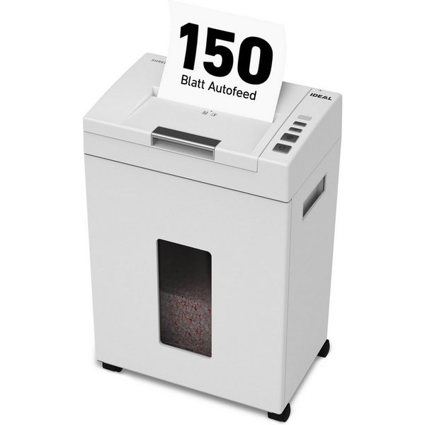 IDEAL Aktenvernichter Autofeed IDEAL Shredcat 8291 CC, 4 x 10 mm Partikelschnitt, Sicherheitsstufe P-4, 150 Blatt Autofeed, 21 l Volumen, DSGVO-sicher