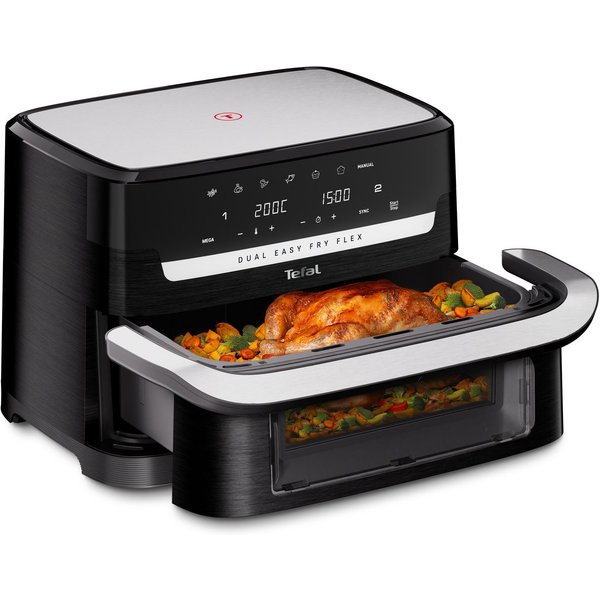 Tefal Heißluftfritteuse Easy Fry Flex, Flex-Cook-Technologie dank Schnelltrennwand, Giantzone, 2700 W, 7 voreingestellte Programme, zeit- und energiesparend, EY