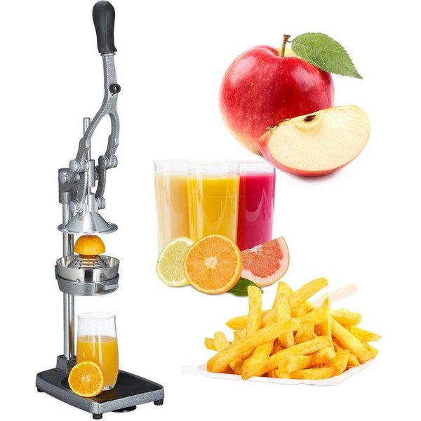 relaxdays 2in1 Zitruspresse Saftpresse manuell mit Schneide-Aufsatz, 0 W