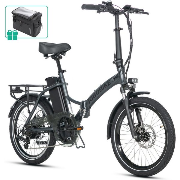 JOBOBIKE E-Bike Klapprad 20" für Damen & Herren, Sam, 468Wh, Cityrad, Pedelec, 60-110km, 7 Gang Shimano, Kettenschaltung, Heckmotor, 468 Wh, (mit Sattelrohr-Akk
