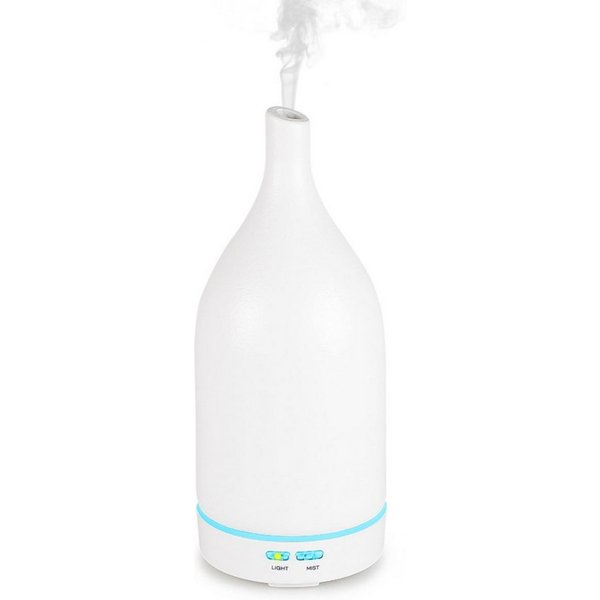 Hyrican Luftbefeuchter Aroma Ultraschall Luftbefeuchter/Diffuser mit Keramikabdeckung, 0,10 l Wassertank, 100 ml antibakterieller Wassertank, 7 Farben-LED-Beleu