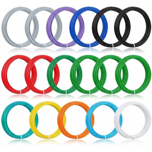 BEARWARE Filament PCL Filament Set für 3D-Stifte, 17 Rollen x 2 m, 11 Farben, 1,75 mm, Niedertemperatur-Filament Verarbeitung bei ca. 60 °C, ideal für Kinder