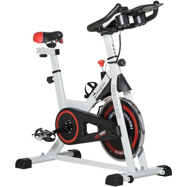 HOMCOM Heimtrainer Fahrradtrainer mit Display (Fahrradtrainer, 1-tlg., Liege-Heimtrainer), für Büro, Weiß+Schwarz
