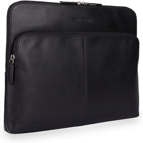 Gentlemen's Laptop-Hülle Laptopsleeve - Echtleder Laptophülle, 5 Fächer für Ladekabel, Tracker 14-16 Zoll, Für 14 und 16 Zoll