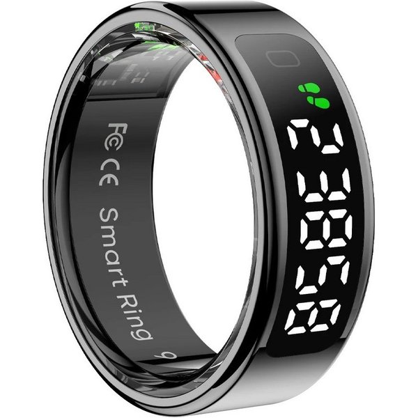 Athlix Fitness-Tracker Smart Ring mit Bildschirm und Touch Fitness Tracker Gesundheitsmanager, Wasserdicht, Touch- & Gesten-Design, aus Edelstahl