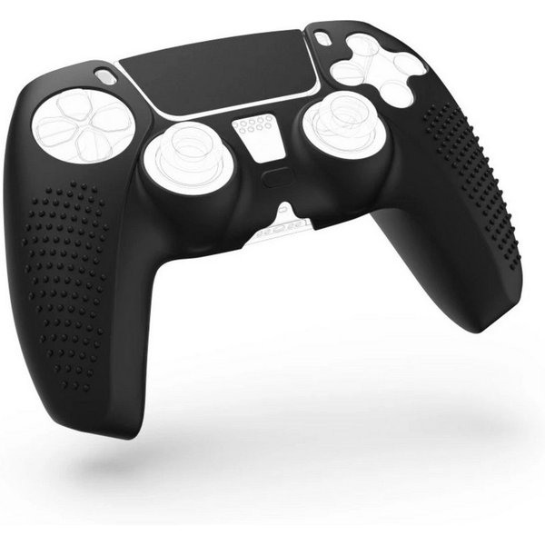 Hama Konsolen-Tasche Silikon Grip Skin Schwarz für Sony PS5 Controller, Schutz-Hülle Cover Case Gel Anti Rutsch Ergonomisch Schutz Pad Folie