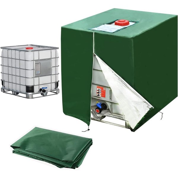 BlingBin Schutzplane IBC Tank Abdeckplane 1000L,420D Anti-UV Schutzplane mit Reißverschluss (1er Set, 1-St., 120 × 100 × 122 cm), Abdeckung für Regenwassertank 