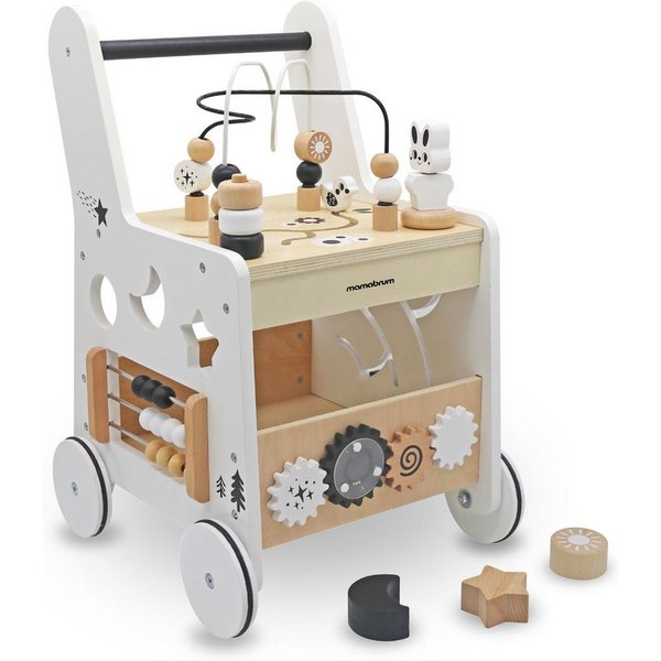 Mamabrum Lauflernwagen multifunktionaler Holz-Lauflernwagen mit Aktivitätsspielzeug - 6 in 1