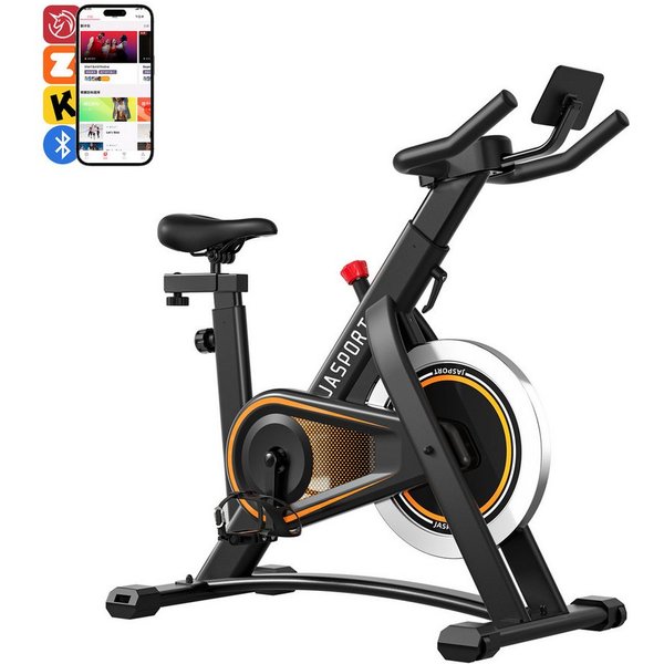 JASPORT Speedbike A3 Smart Indoor-Fahrrad mit LED-Display, Bluetooth & Zwift/Kinomap (Speedbike, Mit 7,5 kg Schwungrad, Tablet-Halterung, Rollen & Komfortsattel