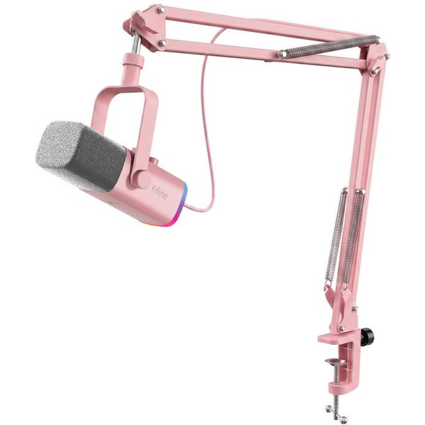FIFINE Mikrofon XLR Streaming Mikrofon mit Arm für Podcast Studio Gaming Mikrofon, USB Dynamisch Microphone Gaming PC mit Stummschalttaste
