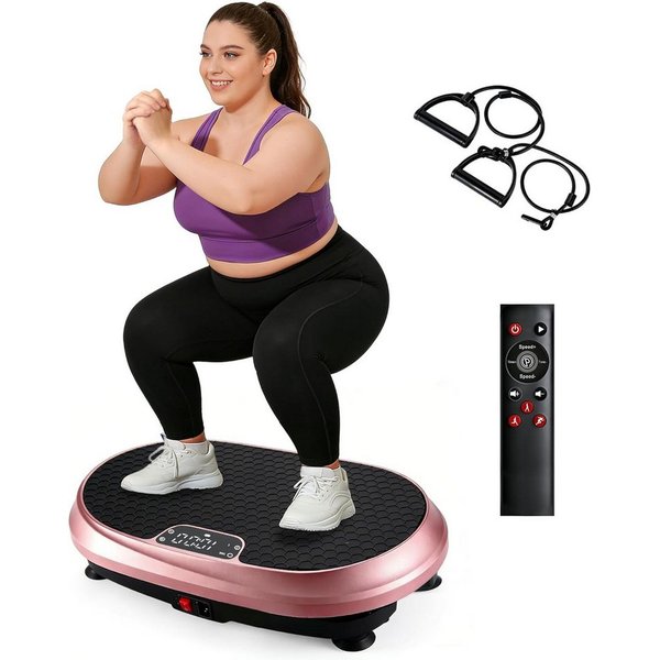 Nettlife Vibrationsplatte 3D 9 Trainingsprogramme 199 Intensitätsstufen Bluetooth 2 Bändern, 200 W, Vibration Plate Bluetooth Fitnessgeräte Zuhause Max. Belastu