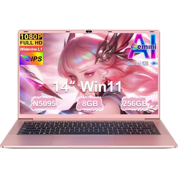 bvate 2026 14-Zoll-Laptop-Computer, 8 GB DDR4, Quad-Core N5095 CPU Notebook Notebook (OTHER, N5095, 8 GB, 256 GB SSD, 180° Drehung/Low Blue Light-Zertifizierung