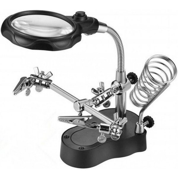 emeco Kopfbandlupe Platinenhalter Dritte Hand Fixierhilfe Helfhende Hand mit Lupe Löthilf