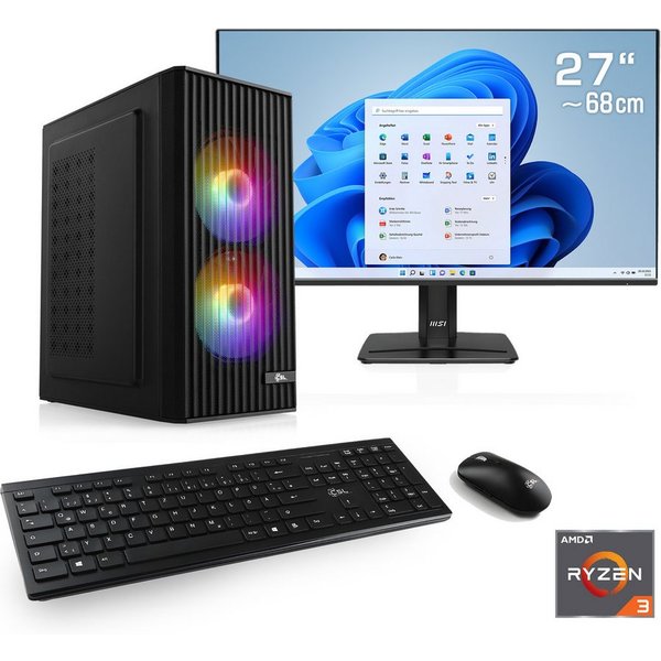 CSL Spectrum V25260W PC-Komplettsystem (27", AMD Ryzen 3 3200G, Intel® Graphics, 4 Xe Cores, 16 GB RAM, 1000 GB SSD)