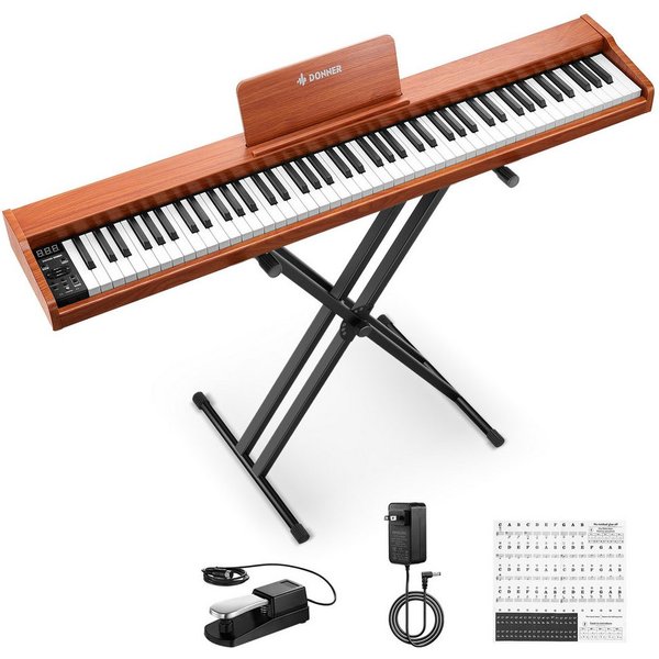 Donner Home-Keyboard E-piano 88 Tasten und Halbgewichtete Tastatur DEP-1S (Set), ideal für Anfänger, Aufnahme, Akkorde