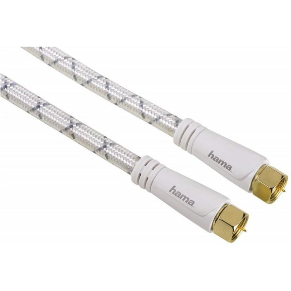 Hama 5m Sat-Kabel 120dB 8K 4K HD TV Antennen-Kabel Weiß Video-Kabel, F-Stecker, Kein (500 cm), 3m TV 8K 4K HDR HD DVB-S2 120 db Koax-Kabel Koaxial-Kabel F-Steck
