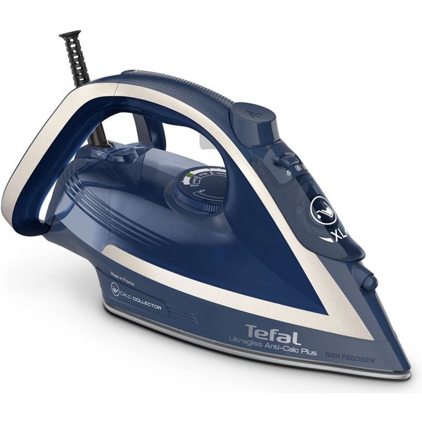 Tefal Dampfbügeleisen Ultragliss Plus, 2800 W, Dampfstoß: 250 g/Min., 50 g/Min. Dampfabgabe, 2800 W, Vertikaldampf, abnehmbarer Kalk-Kollektor, Eco Mode, blau/w
