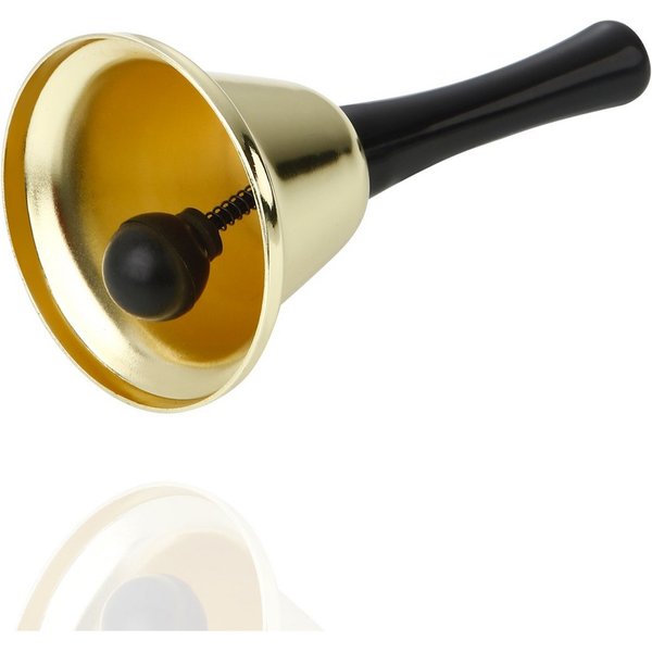 happymas Glocke Goldfarbene Nikolausglocke aus Metall mit Griff,Packung, 1-St.