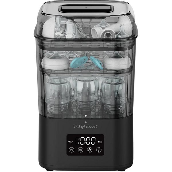 Baby Brezza Dampfsterilisator SuperQuick Flaschensterilisator mit Trockner, 10 Min. Sterilisieren & Trocknen für Babyflaschen & Zubehör