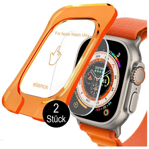 ELANOX Displayschutzfolie 2 x 9H Schutzglas für Apple Watch Ultra 1 2 49 mm Displayschutzfolie für Apple Watch Ultra / Ultra 2, 2xSP-Ultra, Hartglas, Schutzglas