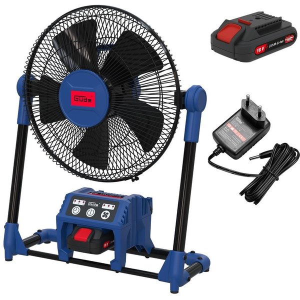 Güde Akku-Ventilator V 18-201-05, Akku- oder 230V Netzbetrieb - 2m Kabel - 2,0 Ah Akku
