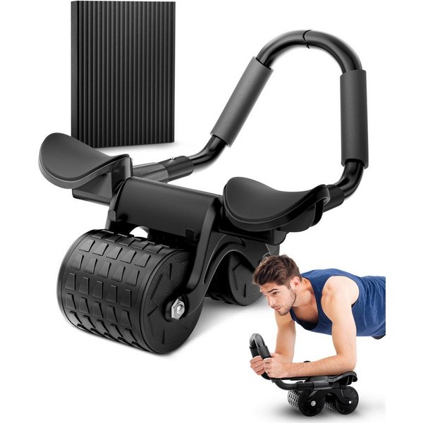 NEOLYMP Bauchmuskelmaschine Bauchtrainer - gezieltes Training der Bauchmuskeln- Bauchmuskeltrainer (Set, Bauchroller, Unterlage für die Knie, 3 Räder - individu