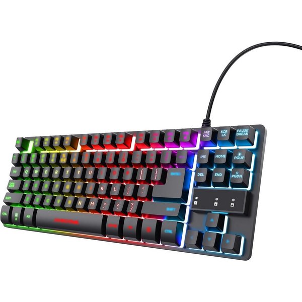 Trust GXT 833 Thado Gaming Tastatur TKL USB QWERTZ LED Beleuchtung Gaming-Tastatur (RGB Beleuchtet PC Keyboard DE Layout)
