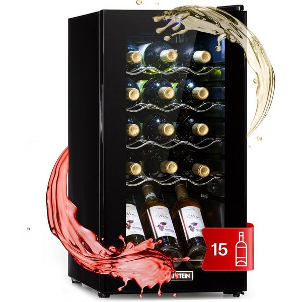 Klarstein Weinkühlschrank Shiraz 15 Slim Uno, für 15 Standardflaschen á 0,75l,Wein Flaschenkühlschrank Getränkekühlschrank Weintemperierschrank