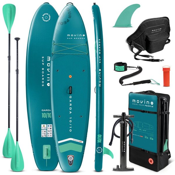 Movino SUP-Board MOVINO GARDA 2in1 Set geschweißte Kanten Traglast 150 kg, All-Round, (Board, Rucksack, Pumpe, Leine, Finne, Paddel, Kajaksitz, Reparaturset)