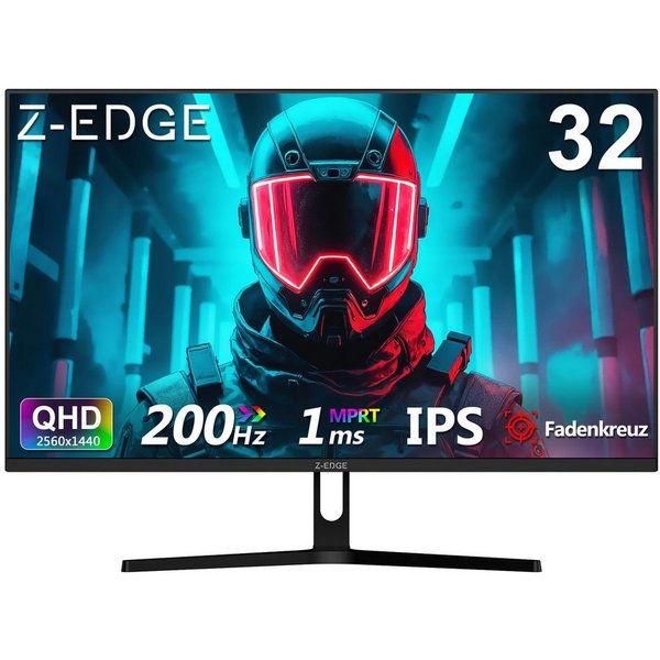Z-EDGE 32‑Zoll 2K QHD IPS Monitor, 1 ms MPRT, FreeSync & HDR10‑Unterstützung Gaming-Monitor (81,28 cm/32 ", 2560 × 1440 px, QHD, 1 ms Reaktionszeit, 200 Hz, IPS