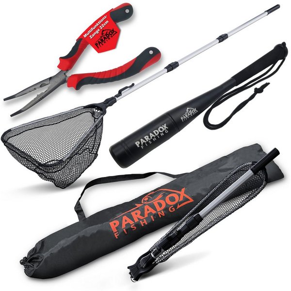 Paradox Fishing Angelkescher gummiert 1,6m/2,1m mit Tasche (3-St), klappbar