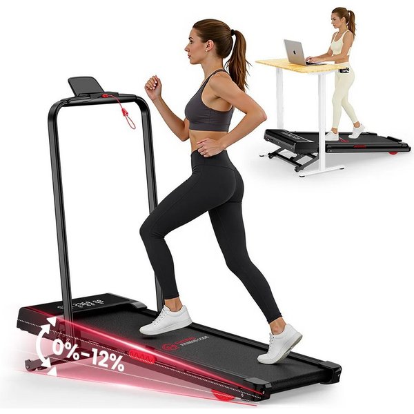 Hamlody Laufband klappbar elektrisch mit Steigung, Walking Pad für Zuhause (1–10 km/h Walking Pad, 2.5HP Motor, LED Display, Heimtrainer Laufband), Max.Tragfähi